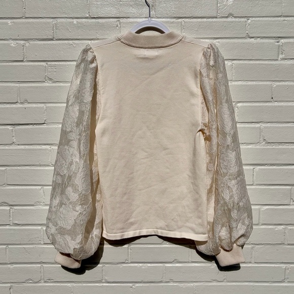Shop The Mint Sheer Floral Long Sleeved Sweater in White, SZ L - Never Worn! - Picture 9 of 10